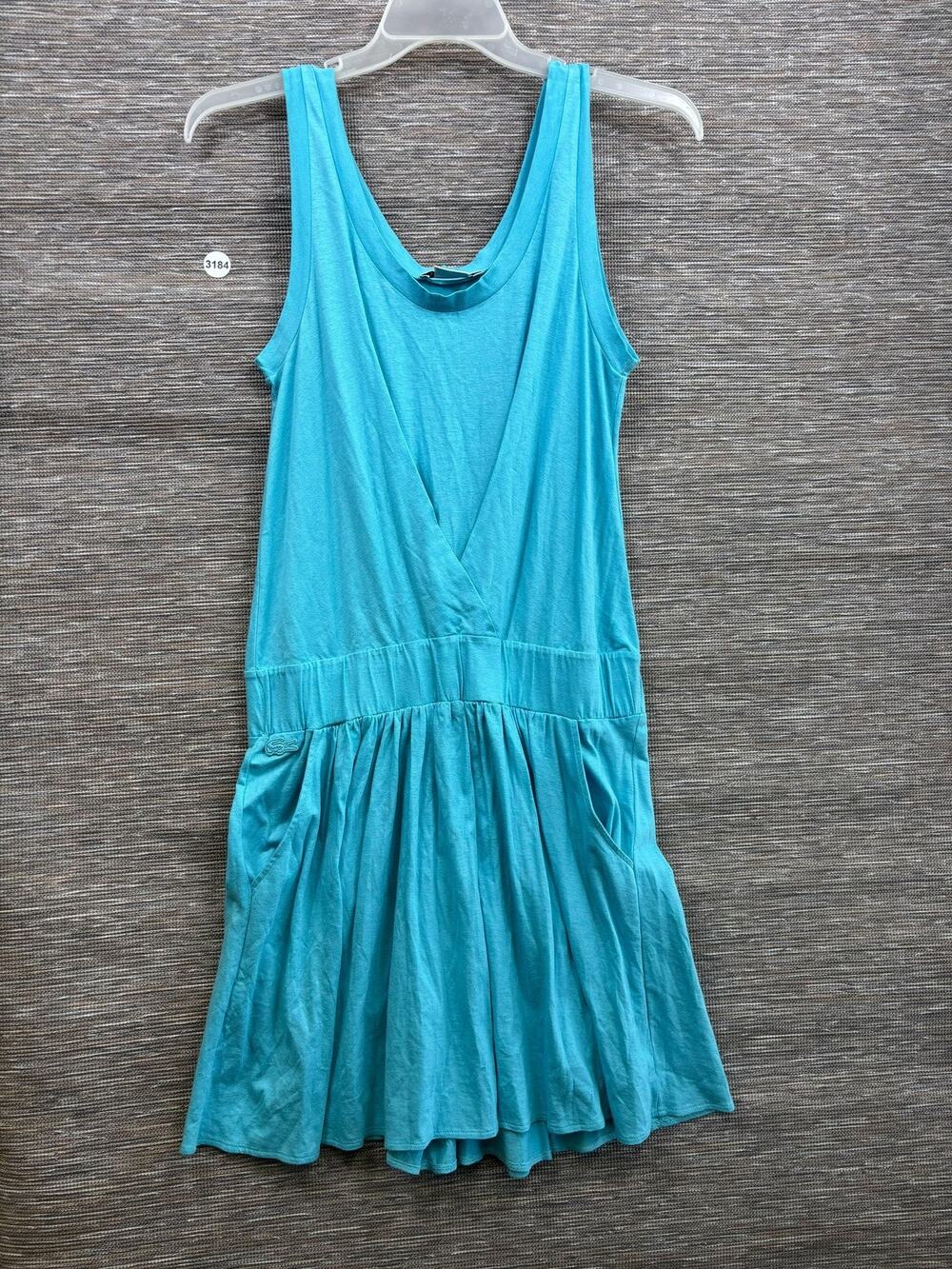 Lacoste Romper Womens Size EU 38 Blue Sleeveless VNeck Jersey Drop Waist Pockets